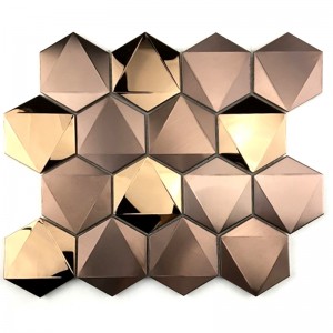 Różowe złoto 3D Hexagon 304/316 Płytki ze stali nierdzewnej Mozaika do dekoracji ścian